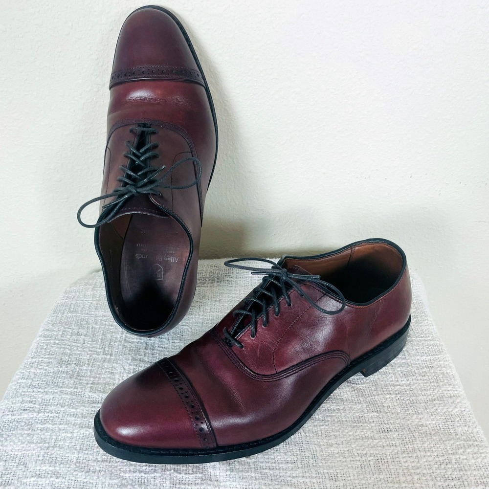 Allen Edmonds Fifth Avenue Oxfords Mens 8 D Burgundy Leather Cap Toe Shoes 5738